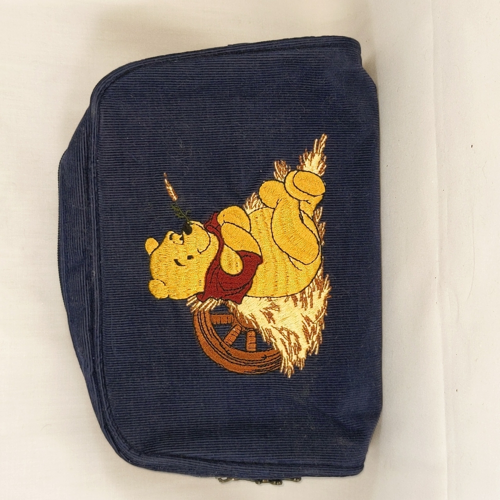 Disney Store Vintage Navy Corduroy Winnie the Pooh Pouch